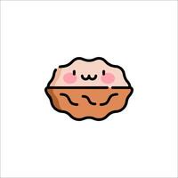 A cartoon walnut with a face on it vector