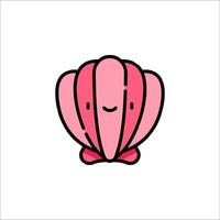 A pink shell with a smiley face on it vector