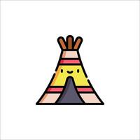 A cartoon teepee with a red and yellow stripe vector
