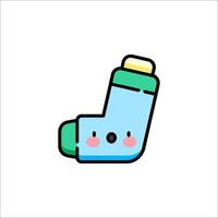 A cartoon asthma inhaler with a smiley face vector