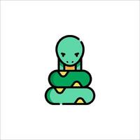 A snake icon with a green snake on top vector