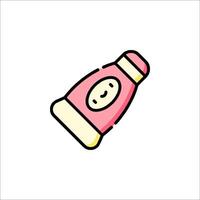 A pink bottle of ketchup with a smiley face vector