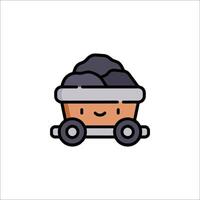 A cartoon coal wagon icon on a white background vector
