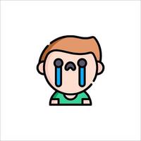 A man with tears on his face icon vector