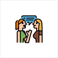 Two women talking to each other with speech bubbles vector