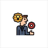 A man with a brain icon and gear vector