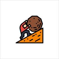 A man is carrying a large rock up a hill vector