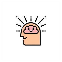 A cartoon head with a brain inside it vector