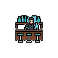 A bar with a man behind the counter vector