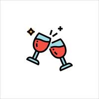 Two wine glasses with red wine in them vector