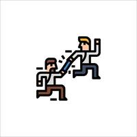 Two men are fighting in a pixel style illustration vector