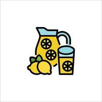 Lemon juice and pitcher icon illustration vector