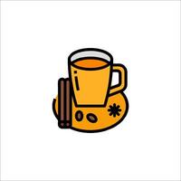 A cup of tea with a cinnamon stick and a star vector