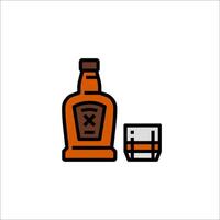 A bottle of whiskey and a glass of whiskey vector