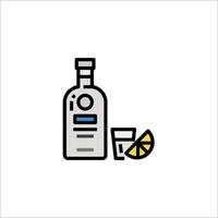 A bottle of vodka and a glass of lemonade vector