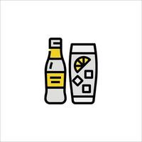 A bottle of vodka and a glass of lemonade vector