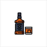 A bottle of whiskey and a glass of whiskey vector