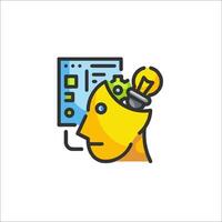 A yellow head with a light bulb on it vector