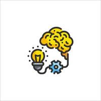 A brain with a light bulb and gears vector