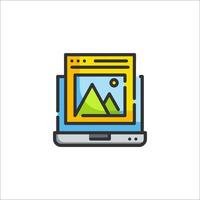 A laptop with a photo on it vector