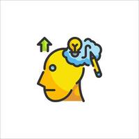 A yellow head with an idea light bulb coming out of it vector