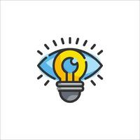 An eye with a light bulb icon vector