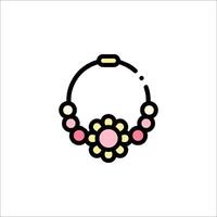 A pink and yellow necklace with a flower on it vector
