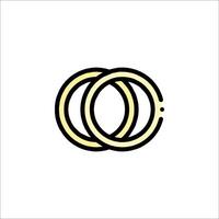 Two rings are shown in a line on a white background vector