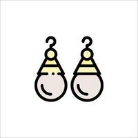 Two earrings hanging from a hook on a white background vector