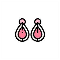 A pair of pink earrings with a heart on them vector