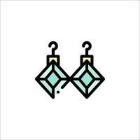 A pair of earrings with a diamond shape vector