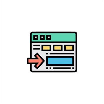 A web page with an arrow pointing to it vector