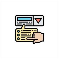 A hand pointing to a radio and a button vector