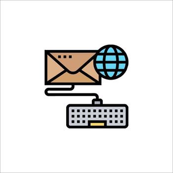 Email and keyboard icon with globe vector