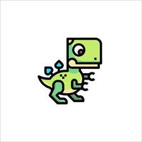A dinosaur icon with a green and blue color scheme vector