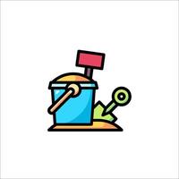 A colorful icon of a bucket and shovel vector