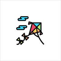 A kite flying in the air with a colorful background vector