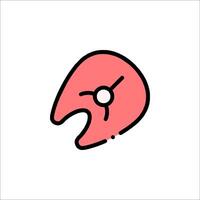 A red and pink heart shaped object with a black dot vector