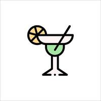 A drink with a slice of lemon and a straw vector