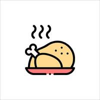 A turkey on a plate with a bone on it vector