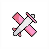 A pink airplane with a cross on it vector