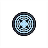 A circular icon with a grid on it vector