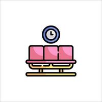 A pink couch with a clock on it vector