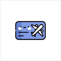 A blue and white airplane icon with a smiley face vector