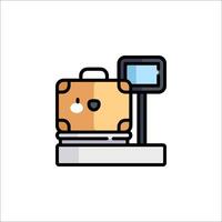 A suitcase and a computer on a table vector