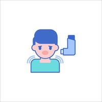 A man with asthma is holding a can of air vector