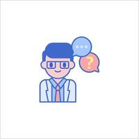 A man with glasses and a question mark on his head vector