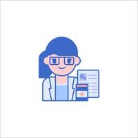 Illustration of a female doctor holding a clipboard vector
