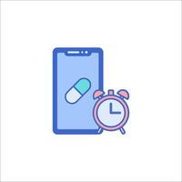 A pill and an alarm clock next to a smartphone vector