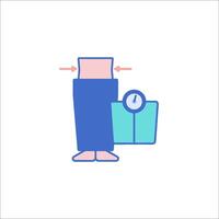 A person standing on a scale with a bag vector